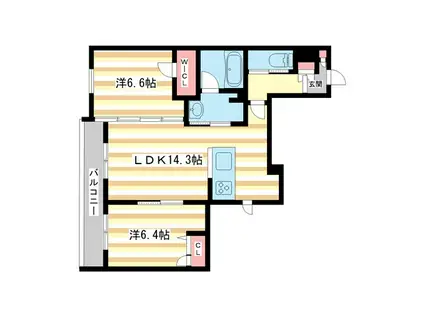 シャーメゾンやすらぎ(2LDK/2階)の間取り写真
