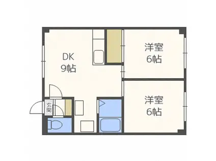 ラフォーレひばりヶ丘(2DK/3階)の間取り写真