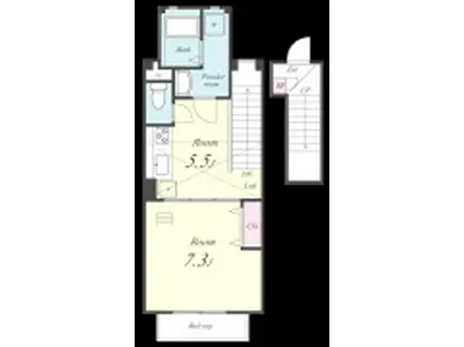 誉蔵壱番館(1DK/2階)の間取り写真