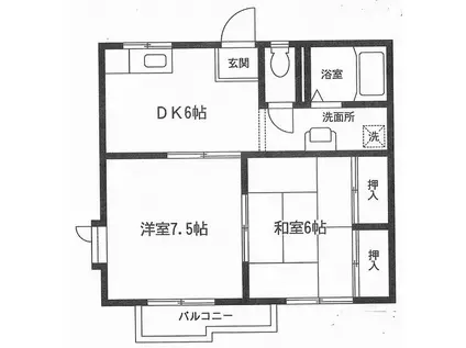 クレストコート2(2DK/1階)の間取り写真