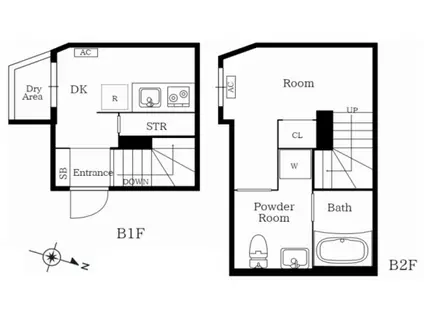 プレニーズ護国寺プルミア(1DK/B1階)の間取り写真