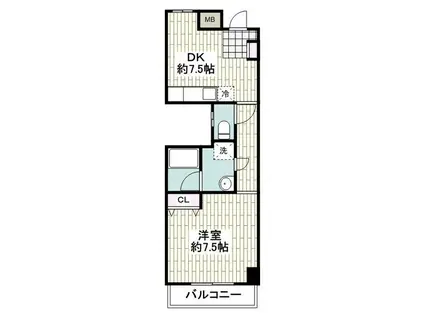 雅マンション湘南台(1DK/4階)の間取り写真