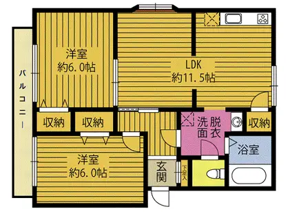ルーエハイム野村(2LDK/2階)の間取り写真