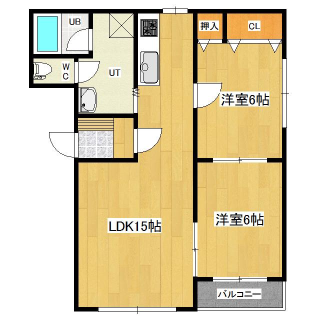 アペックスコート(2LDK/3階)の間取り写真