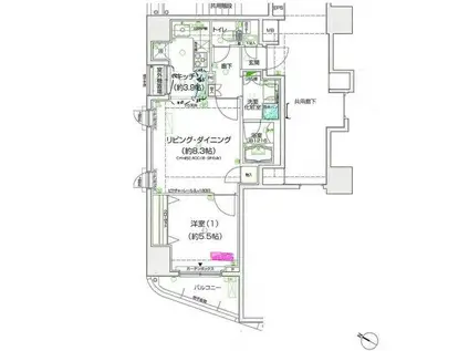 ディアスタ新子安ベイスタイル(1LDK/10階)の間取り写真