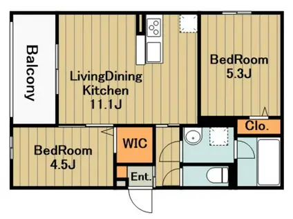 アルスフィルド相模原(2LDK/3階)の間取り写真
