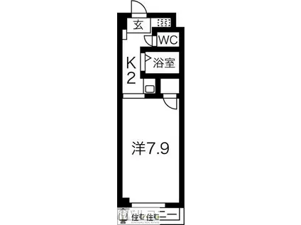 プラトー原(1K/1階)の間取り写真