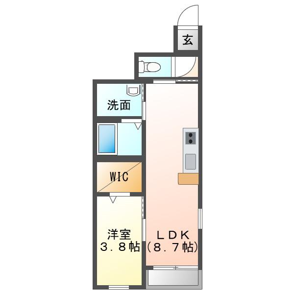 LEAD東仙台(1LDK/1階)の間取り写真
