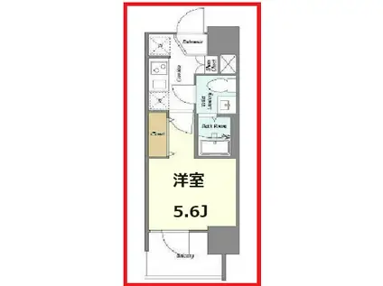 ラドゥセール四ツ木ウエスト(1K/13階)の間取り写真