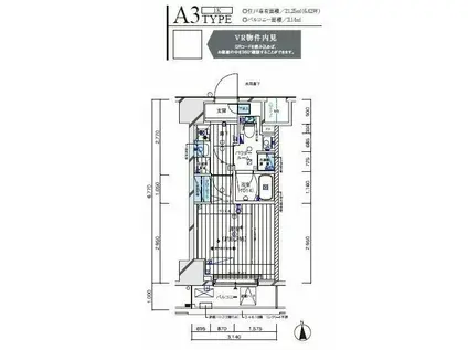 メインステージ立川V(1K/6階)の間取り写真
