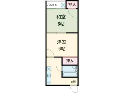 ディアコート(2K/2階)の間取り写真