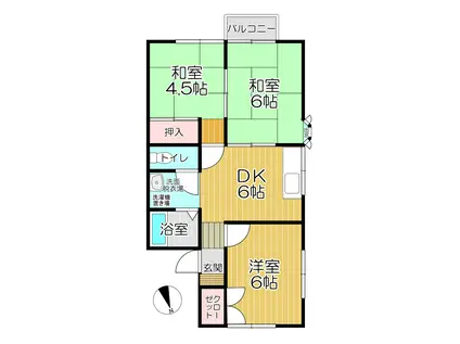 グランドハイツ幸福B棟(3DK/2階)の間取り写真