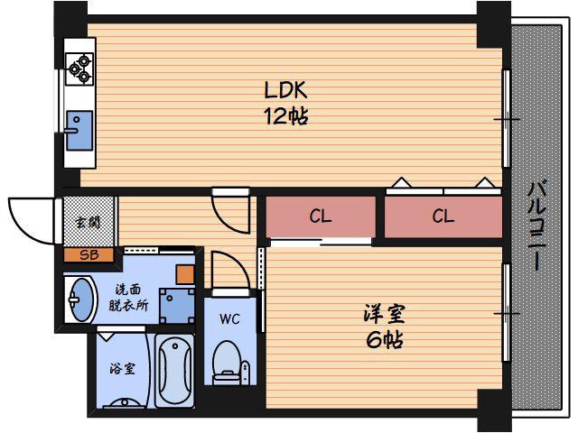 ロベリア弐番館(1LDK/8階)の間取り写真