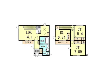 ヴァン・ソレアード北伊丹 南(3LDK/1階)の間取り写真
