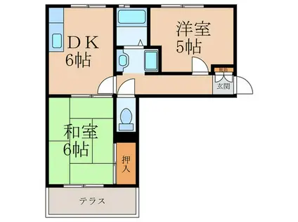 第三新屋敷ハイツ(2DK/1階)の間取り写真