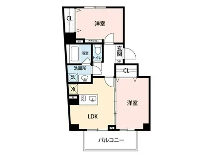 マイナビSTAYプレステージ赤坂檜町公園(2LDK/4階)の間取り写真