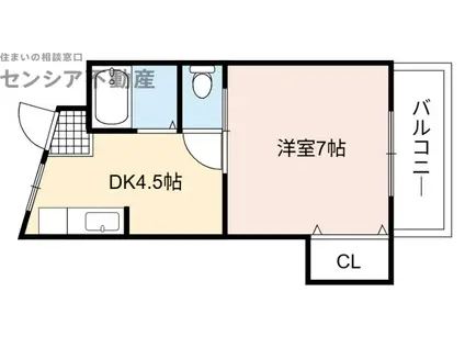 マンション石丸(1DK/3階)の間取り写真