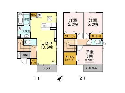サンメゾン・小池 E棟(3LDK/1階)の間取り写真