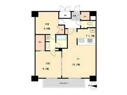 グラヴィス鶴舞(2LDK/9階)の間取り写真