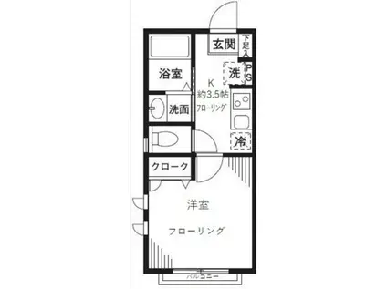 PASTELLO(1K/2階)の間取り写真