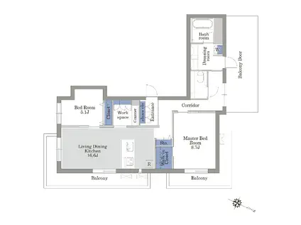 ガーデンコート東が丘(2LDK/3階)の間取り写真