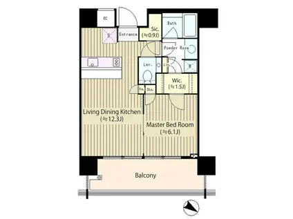 THE ROPPONGI TOKYO CLUB RESIDENCE(1LDK/20階)の間取り写真