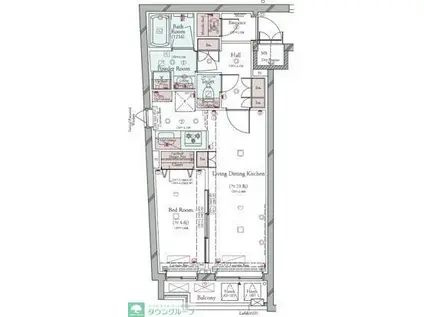 コンシェリア目黒本町 THE RESIDENCE(1LDK/4階)の間取り写真