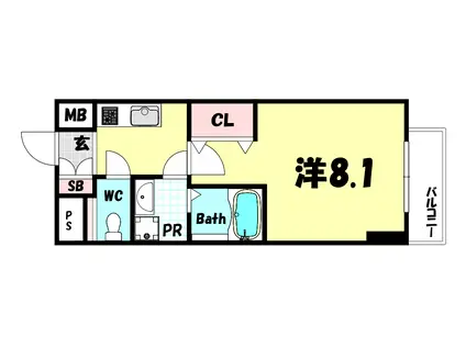 ファーストステージ神戸ハーバーランド(1K/13階)の間取り写真