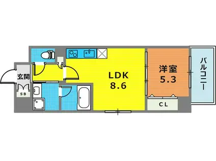 シルエラ甲南山手(1LDK/4階)の間取り写真