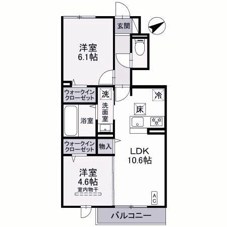 アルコバレーノX(2LDK/1階)の間取り写真