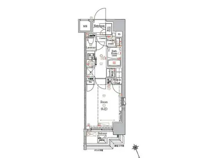 リルシア横濱南(1K/6階)の間取り写真