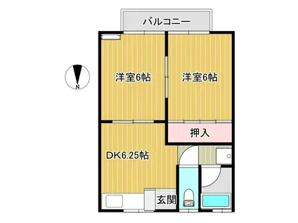 ジェネス蛇田駅前(2DK/2階)の間取り写真