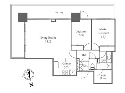 リエトコートアルクスタワー(2LDK/10階)の間取り写真