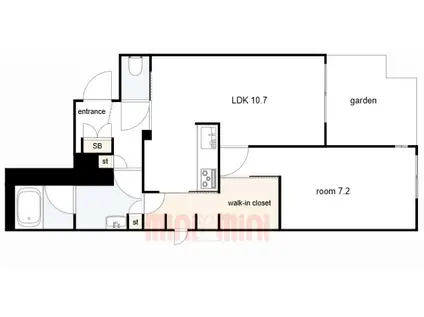 梅ノ木ソレアード(1LDK/1階)の間取り写真
