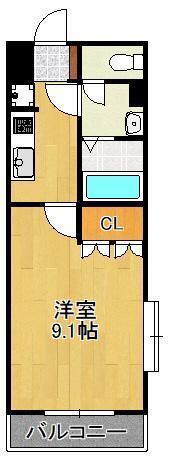 アムールハイツおおば(1K/2階)の間取り写真