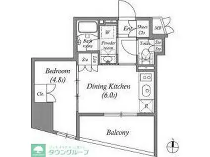 NIDO 蔵前 AVENUE(1DK/6階)の間取り写真