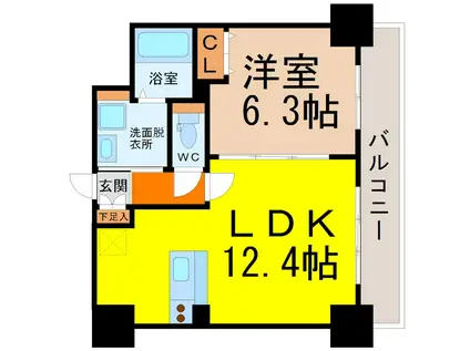 FLOS北山王(1LDK/4階)の間取り写真