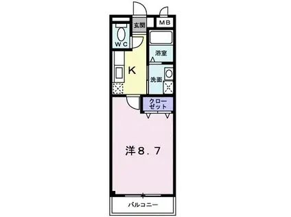 ボニート(1K/2階)の間取り写真