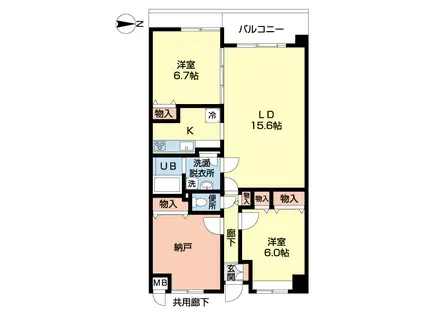 シャトー桃山台(2LDK/4階)の間取り写真