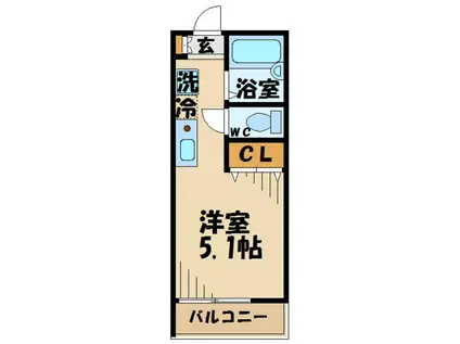 エザンス稲田堤(1K/1階)の間取り写真