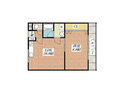 ローズ総持寺(1LDK/3階)の間取り写真