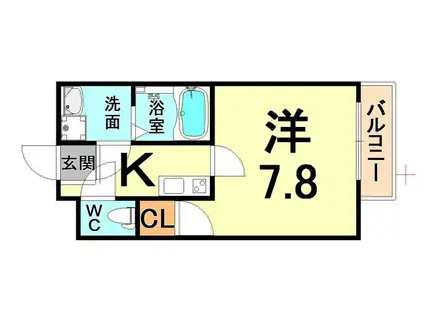 ラージヒル尼崎東(1K/1階)の間取り写真