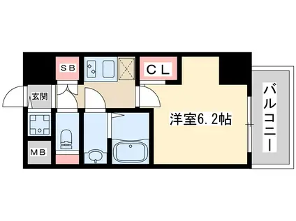 ラドゥセール江坂2(1K/8階)の間取り写真