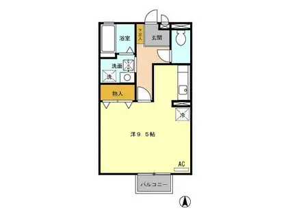 セジュールコンフォートT.A(ワンルーム/1階)の間取り写真