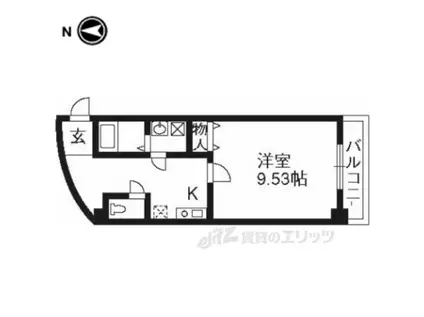エリーフラッツ上桂(1K/4階)の間取り写真