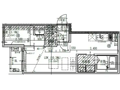 JACK MOTOSHIBATAHIGASHIII(1LDK/1階)の間取り写真