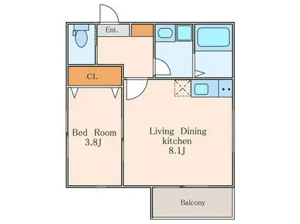 ソレイユ 三田綱町(1LDK/2階)の間取り写真