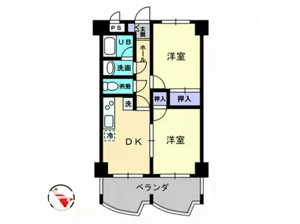 パルクピア(2DK/2階)の間取り写真