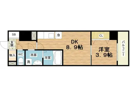 CITY PAL CREST TANIMACHI(1LDK/4階)の間取り写真