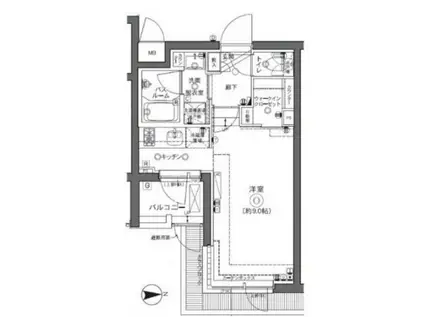ズーム中野坂上(ワンルーム/1階)の間取り写真